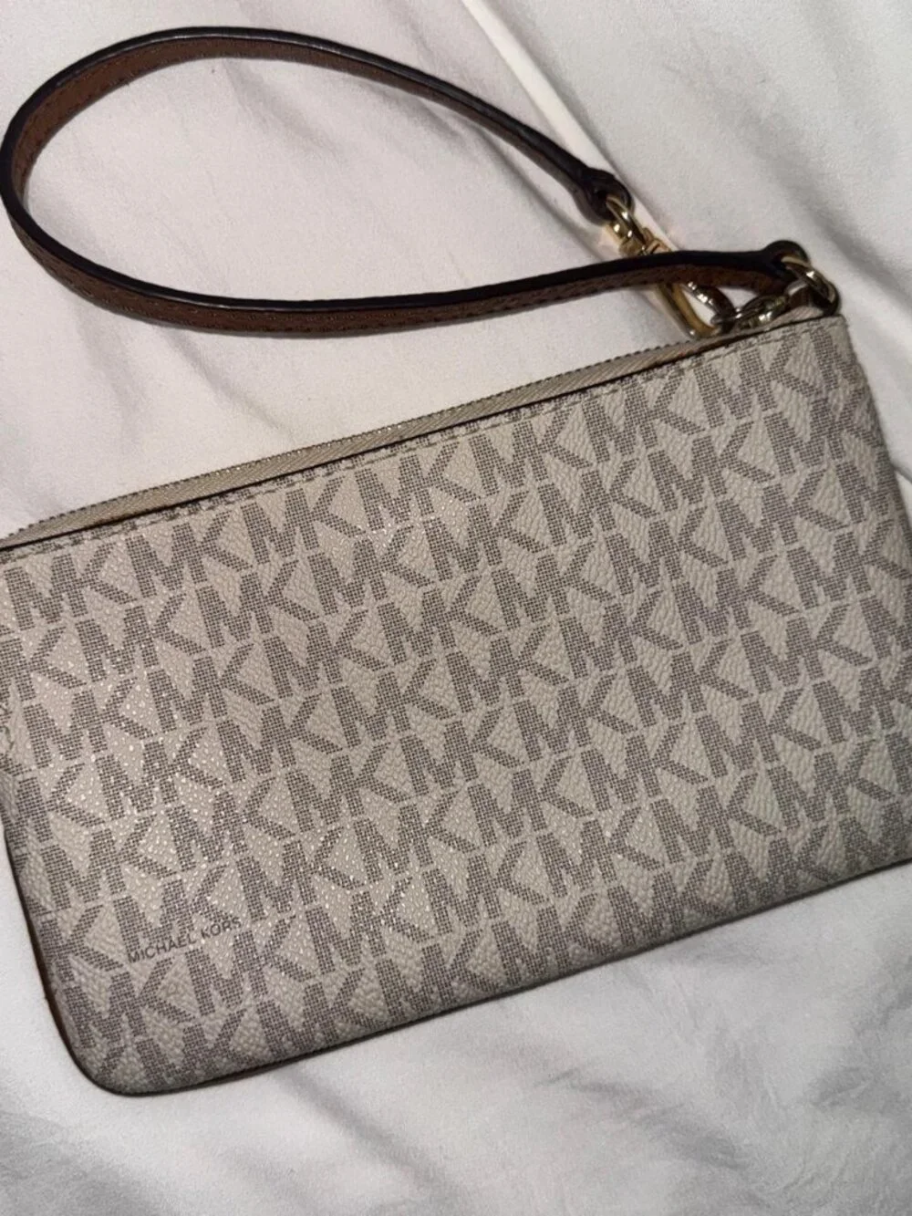 Michael Kors Women's Brown and Cream Wristlet wallet